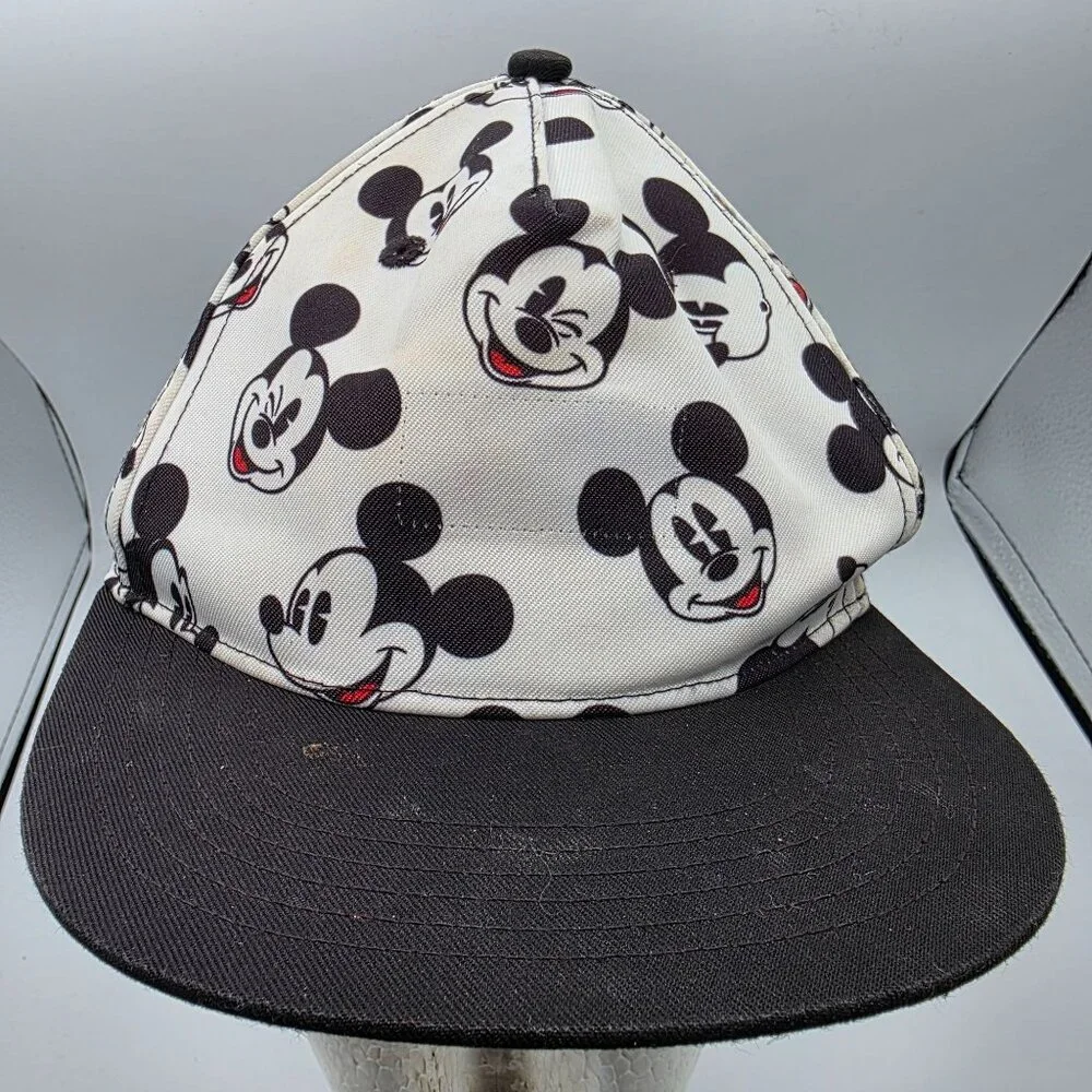 H&M x Disney Kids Adjustable Mickey Mouse Print Snapback Hat Black White Youth
